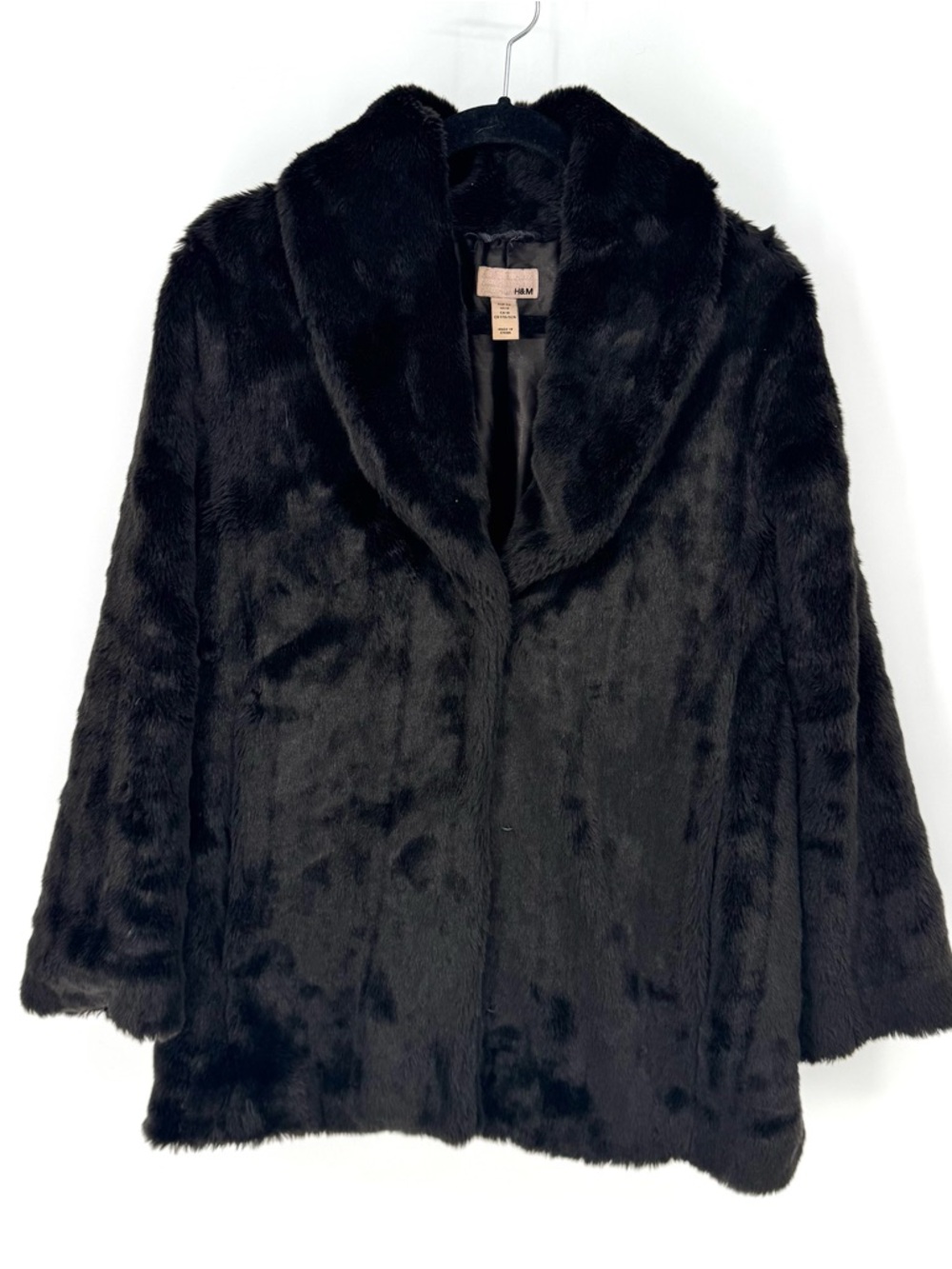 H&M dark chocolate, brown Faux Fur  Collar bohemian whimsy Coat size 10